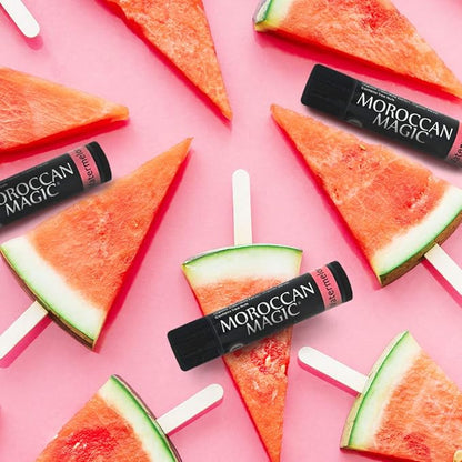 Organic Moroccan Magic Lip Balm 3 Pack | Watermelon Lip Balm Set | Chapsticks for Dry Lips | Made with Natural Argan, Essential Oils Lip Moisturizer and Vitamin E | Smooth Application, Non-Toxic
