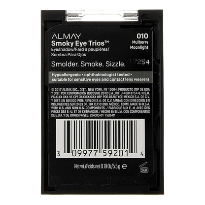 Almay Shadow Trio Palette, Longlasting Smoky Eyeshadow Makeup, Three Shades, Hypoallergenic, 010 Mulberry Moonlight, 0.087 oz