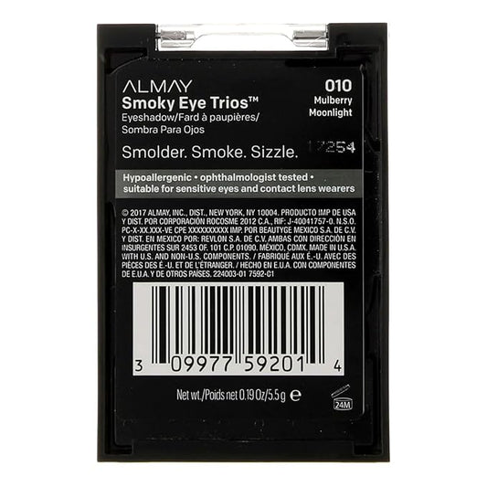 Almay Shadow Trio Palette, Longlasting Smoky Eyeshadow Makeup, Three Shades, Hypoallergenic, 010 Mulberry Moonlight, 0.087 oz