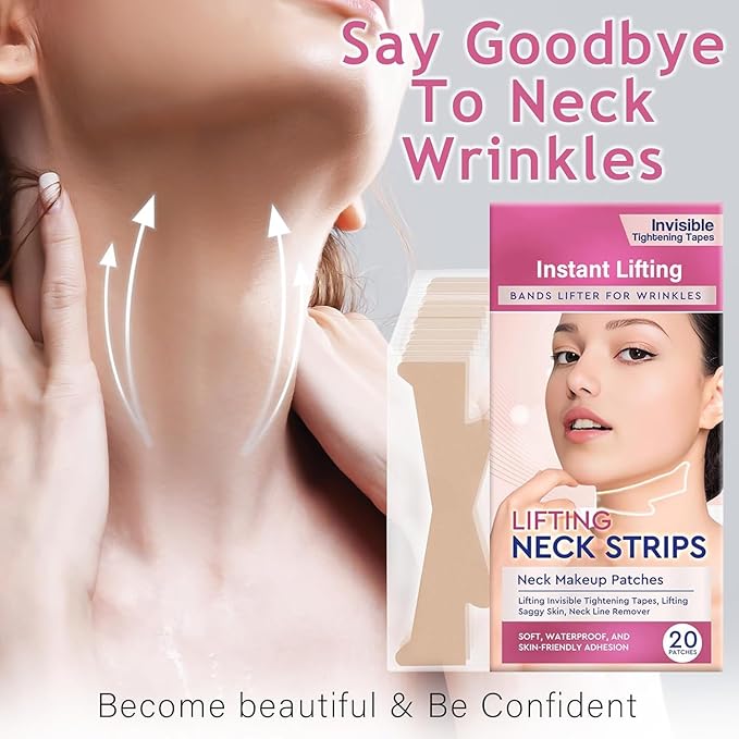 Neck Wrinkle Patches, High Elastic Anti Wrinkle Patches for Lifting Loose Skin, Improve Neck Fine Lines & Wrinkles, Pink