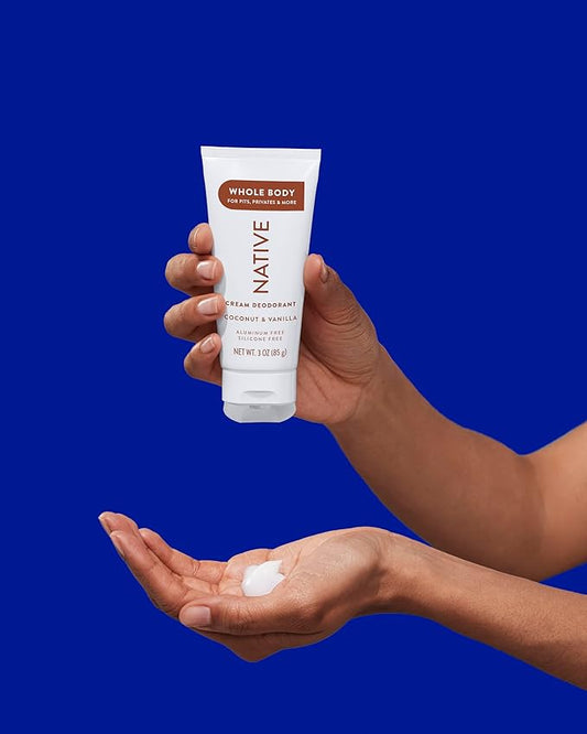Native Whole Body Deodorant Cream Contains Naturally Derived Ingredients, Deodorant for Women & Men | 72 Hour Odor Protection, Aluminum Free with Coconut Oil and Shea Butter | Coconut & Vanilla