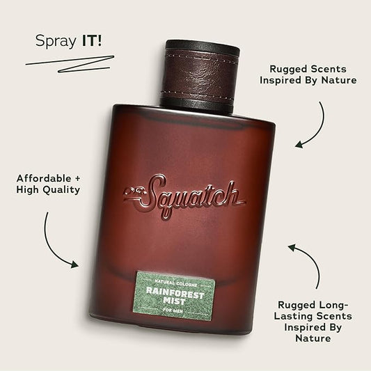Dr. Squatch Natural Cologne for Men - Scent-Lock Technology and Sustainably-Sourced Ingredients - Rainforest Mist Cologne (1.7 fl oz)