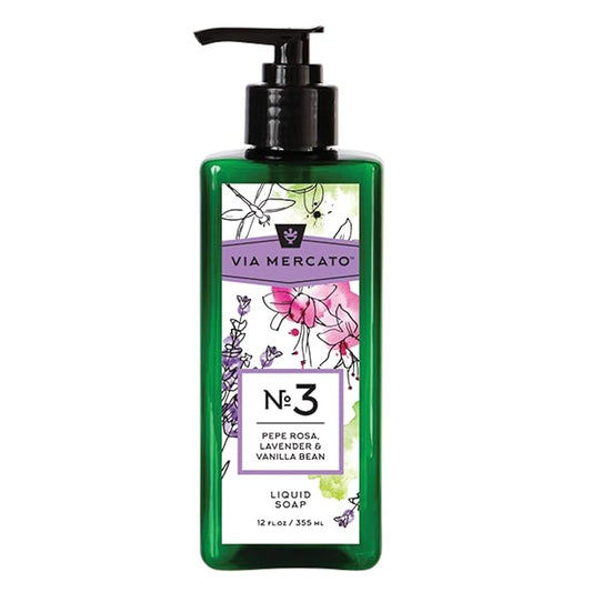 Liquid Soap, Shea Butter Enriched (12 oz), No. 3 - Pepe Rose, Lavender & Vanilla Bean