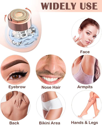Facial Hair Remover and Eyebrow Trimmer - 2 in 1 Facial Hair Removal Epilators for Women - Rechargeable Travel Face Hair Razor Bikini Shaver for Face Peach Fuzz Lips Chin Armpit Body (Blue)