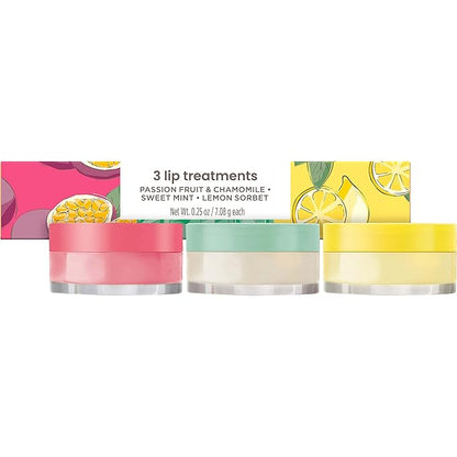 Burt's Bees Lip Mask Set- Overnight Intensive Treatment Revives & Nourishes for All Day Hydration, Passion Fruit & Chamomile, Sweet Mint & Lemon Sorbet