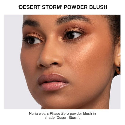 Phase Zero Makeup Powder Blusher - "Desert Storm" - 4g / 0.141 oz - Full Coverage, Natural Blush - Soft, Buildable Pink, Coral, Peach & Golden Hues