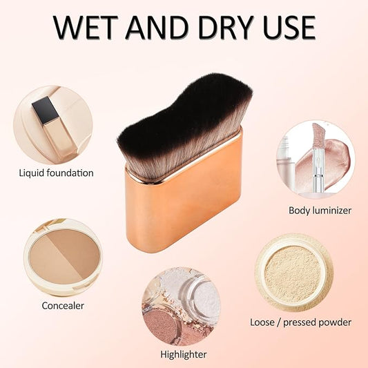 Self Tan Brush-Kabuki Brush for Body,Sunscreen Tanning Brush,Blusher,Shadow,Powder,Bronzer and Foundation Self Tanner Brush,Makeup Brushes for Face and Body(Rose Gold)