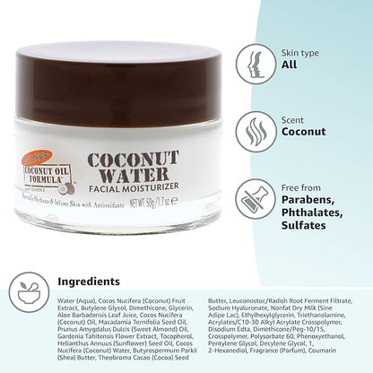 Palmer’s Coconut Oil Formula Coconut Water Face Moisturizer, 1.7 Ounce Jar