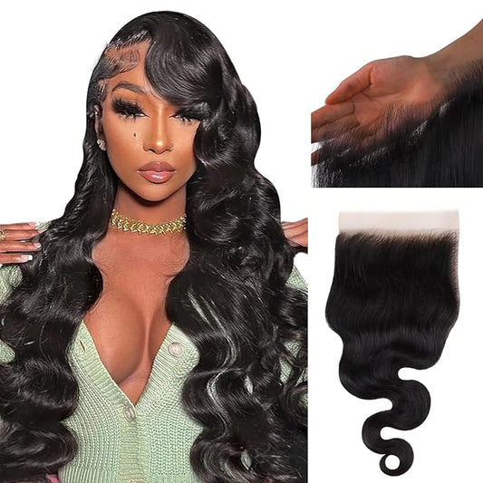 IDN Beauty Skinlike Real HD 6x6 Lace Closure Human Hair 18 Inch Body Wave - Bleached Single Knots, Ultra-thin 0.1 mm Pre-Plucked Hairline Virgin Human Hair