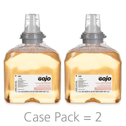 GOJO TFX Premium Foam Antibacterial Handwash, Fresh Fruit Scent, 1200 mL Foam Hand Soap Refills TFX Touch-Free Dispenser (Pack of 2) - 5362-02