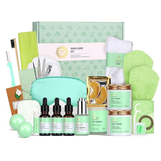 Facial Skin Care Set & Spa Kit - Gift for Women Ideas, Self-care Relaxation Gifts, Skin Care Collection with Essential Oils, Hyaluronic Acid, Vitamin E. (Tea Tree)