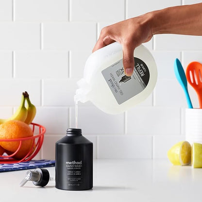 Method Gel Hand Soap, Vetiver + Amber, Reusable Black Aluminum Bottle, Biodegradable Formula, 12 oz (Pack of 3)