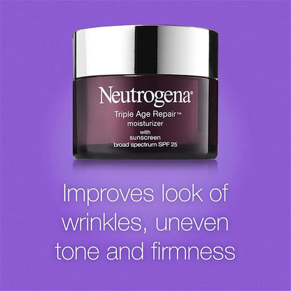 Neutrogena Triple Age Repair Anti-Aging Daily Facial Moisturizer with SPF 25 Sunscreen & Vitamin C, Firming Anti-Wrinkle Face & Neck Cream for Dark Spots, Glycerin & Shea Butter, 1.7 oz