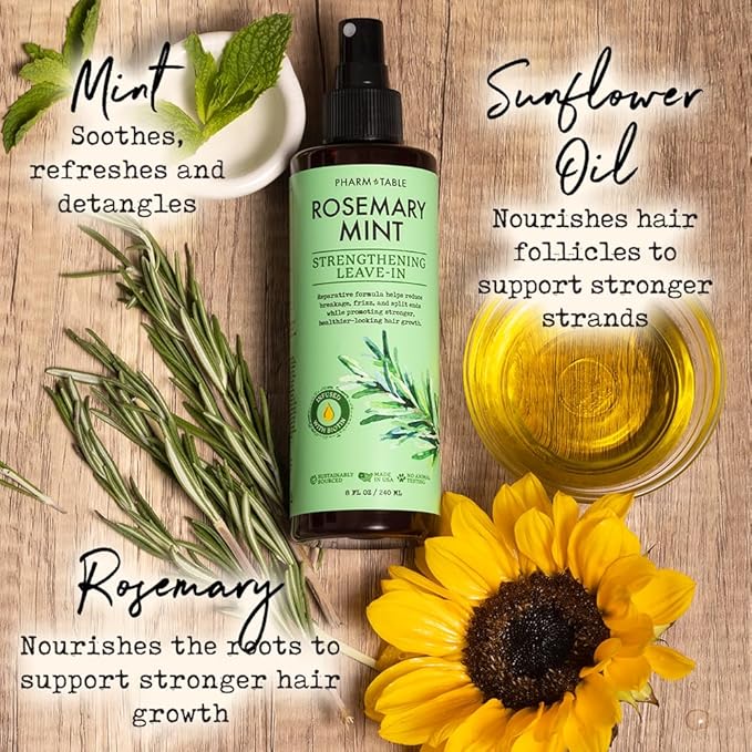 Rosemary & Mint Strengthening Leave-In Conditioner, Nourishes, Detangles & Fortifies Hair, Soothes Dry Scalp, 2-Pack, 240ml/8 fl oz Each