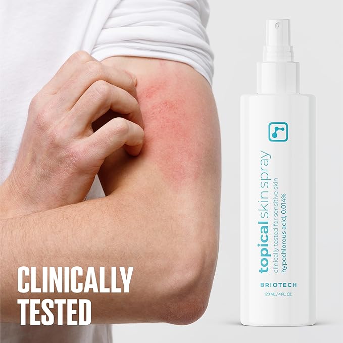 BRIOTECH Topical Skin Spray, Hypochlorous Acid for Body & Face, Eyelid Cleanser, HOCl Facial Mist, Support Against Irritation, Calm Redness, Soothe Foot & Scalp, 1 Liter Refill, 1 ct