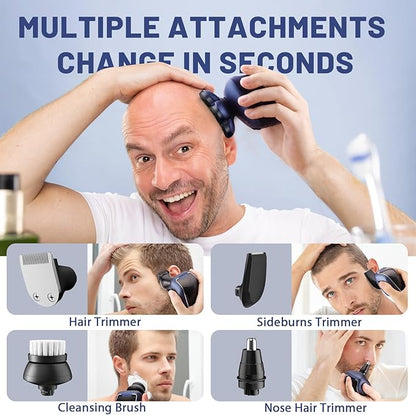 Head Shaver 7D, Wyklaus Head Shavers for Bald Men, Head Electric Razor with Nose Hair Trimmer, Waterproof Wet Dry Mens Grooming Kit