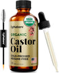 UpNature Organic Castor Oil (2 oz) 100% Pure Cold Pressed Unrefined Castor Oil for Hair Growth Support – Eyebrow Eyelash Growth Serum (Hexane Free) Natural Moisturizer in Glass Bottle