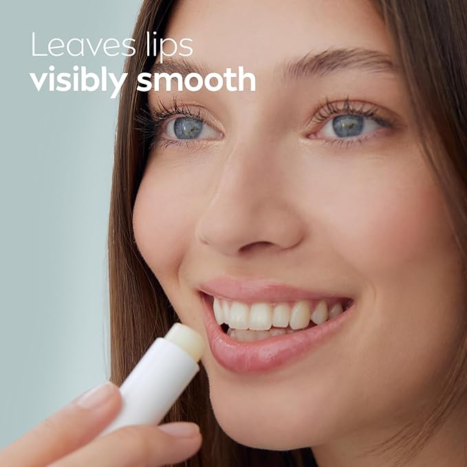NIVEA Dewy Lip Balm with Hyaluronic Acid, Leaves Visibly Less Noticeable Lip Lines and No Waxy Feel, 0.18 Oz, Pack of 4