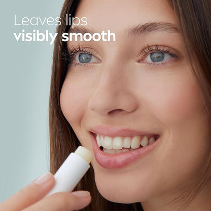 NIVEA Dewy Lip Balm with Hyaluronic Acid, Leaves Visibly Less Noticeable Lip Lines and No Waxy Feel, 0.18 Oz, Pack of 4