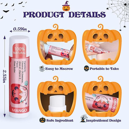Dmsky Halloween Lip Balm,10 Flavors Natural Lip Balm in Bulk, Moisturizing Lip Balm Stocking Dry Lips, Men Women Kids Party Gifts, Lip Care Set 88 count （4.2g/0.15 Oz)