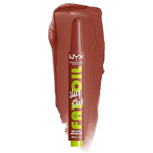 NYX PROFESSIONAL MAKEUP Fat Oil Slick Click, Lightweight, Buildable, Pigmented Vegan Lip Balm - Link In My Bio