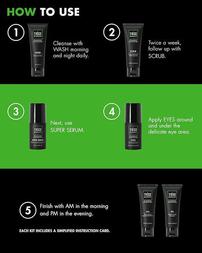 Tiege Hanley Men’s Skin Care Set, Anti-Aging Routine (System Level 3) – Face Wash, Scrub, Moisturizer, Eye Cream & Serum for Wrinkle Defense, Firm Skin & Long-Term Anti-Aging Protection