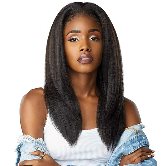 Sensationnel Curls Kinksandco Half Wig - Alpha Woman Synthetic Instant Weave Updo Full Cap for Natural 3C to 4C Hair Textures (2 DARKBROWN)