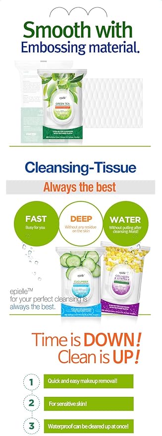Epielle Aloe Vera Makeup Remover Cleansing Wipes | 60 Count, 2-Pack | Gentle Towelettes for All Skin Types | Ideal for Beauty Gifts, Spa Days & Gift Sets | Korean Skincare