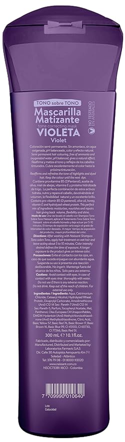naissant Violet Hair Toning Mask | Color Depositing | Moisturize & Refresh & Neutralize Brassy Tones | Paraben, Ammonia & Sulfate Free | Pro-Vitamin B5, Olive Oil & Honey (Violeta) 10.1 Fl Oz