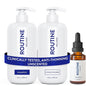 Routine Wellness Shampoo and Conditioner Set and Hair Serum for Thinning Hair - DHT Blocker Women & Men - Color Safe Shampoo for Hair Loss & Healthier Hair - Unscented Set + Serum