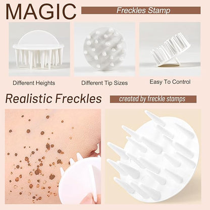 Erinde Natural Freckle Blush Makeup Kit - Liquid Freckle Pen & Fake Freckles Stamp Air Cushion & Powder Cushion Blush, Long Lasting Waterproof Freckles Tattoo Marker for Natural Sunkissed Makeup