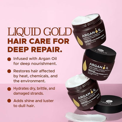 Luseta Argan Oil Hair Mask for Damaged Hair Deep Conditioning Thickening for Thin Hair Hydrate for Dry Hair 16.9 oz