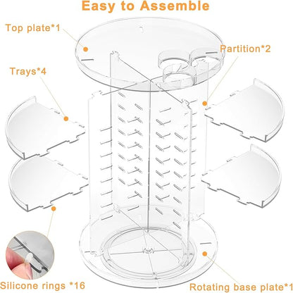 Rotating Makeup Organizer, DIY 8 Adjustable Layers Spinning Skincare Organizer, Cosmetic Display Case with Brush Holder Perfume Tray, Multi-Function Storage Carousel for Vanity Bathroom Countertop