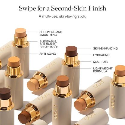 Ogee Sculpted Complexion Foundation Stick (Larch 2.25C - Light Medium, Beige Undertones) Full Coverage Foundation Makeup - Instantly Balance & Even Complexion - 70% Organic Ingredients