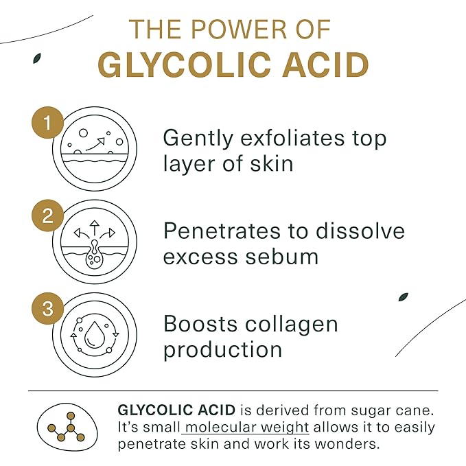 Botanic Tree Glycolic Acid Face Wash, Exfoliating Facial Cleanser For Facial Skin Care, Acne Treatment Face Scrub, 10% Glycolic and Salicylic Acid 6 fl. oz (2 pack)