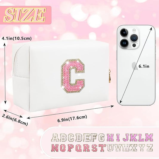 Personalized initial letter makeup bag,
