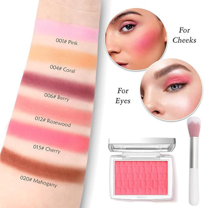 Rosewood Blush Powder Blush for Cheeks with Brush, Matte Blush Palette Blush Powder Face Blusher, Natural Blendable Formula Silky Lightweight Makeup Blush Rubores de Maquillaje, 012#