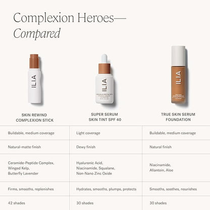 ILIA - Skin Rewind Complexion Stick - Foundation + Concealer + Skincare | Non-Toxic, Vegan, Cruelty-Free, Clean Makeup (35W - Acacia, 0.35 oz | 10 g)