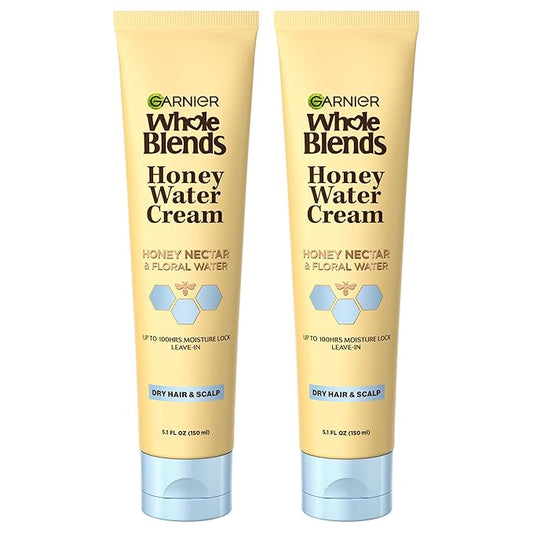 Garnier Whole Blends Honey Water Cream, 100 Hours Moisture Lock, Dry Hair, Scalp, Honey Nectar and Floral Water, Pack of 2