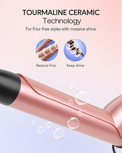 Wavytalk 5 in 1 Curling Iron,Curling Iron Set with Heated Round Brush and 4 Interchangeable Ceramic Curling Wand(0.5”-1.25"), Instant Heat Up,Dual Voltage Hair Curler