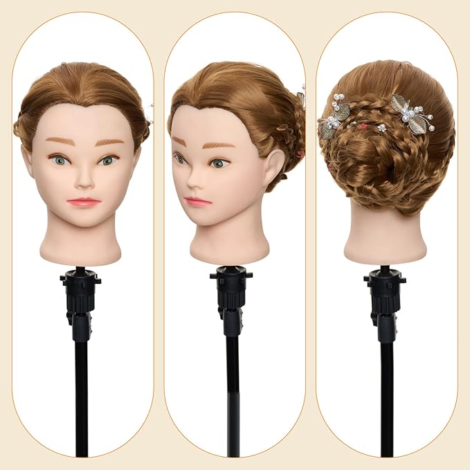 Neverland Beauty Mannequin Head, 24 Inch Cosmetology Doll for Hair Styling, Training Practice Braiding With Table Clamp and DIY Styling Set #27