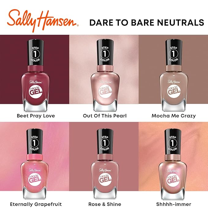 Sally Hansen Miracle Gel, To the Taupe, Long Lasting, Gel-Like Formula, No UV Lamp Needed, Opaque, Creme Taupe Nail Polish