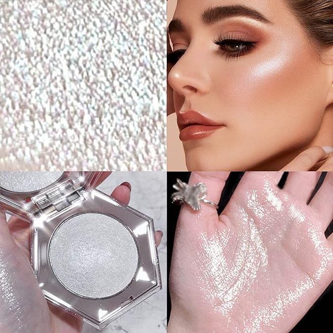 Erinde White Silver Face Highlighter Makeup Palette, Shimmer