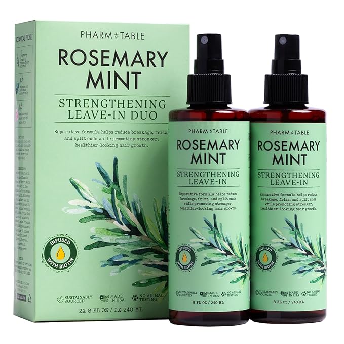 Rosemary & Mint Strengthening Leave-In Conditioner, Nourishes, Detangles & Fortifies Hair, Soothes Dry Scalp, 2-Pack, 240ml/8 fl oz Each