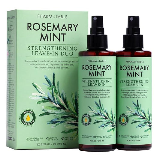Rosemary & Mint Strengthening Leave-In Conditioner, Nourishes, Detangles & Fortifies Hair, Soothes Dry Scalp, 2-Pack, 240ml/8 fl oz Each
