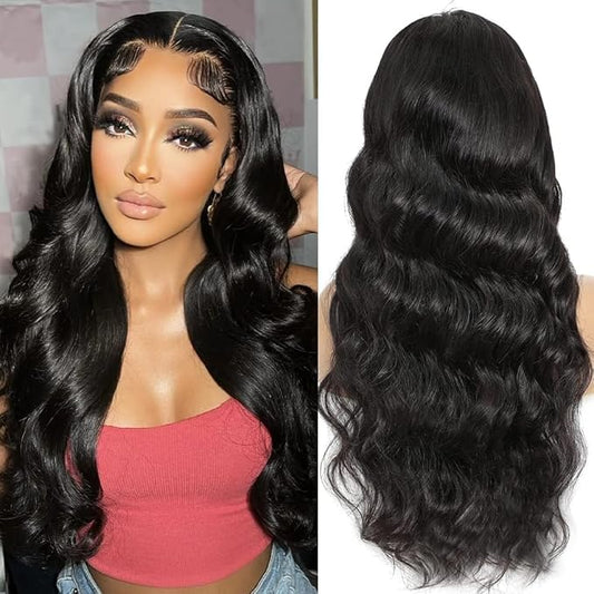 5x5 HD Lace Closure Wigs Human Hair 5x5 Body Wave Closure Wig for Women Virgin Human Hair Pre Plucked with Baby Hair 180% Density 5x5 Closure Wig True to length Natural Color 22 inch
