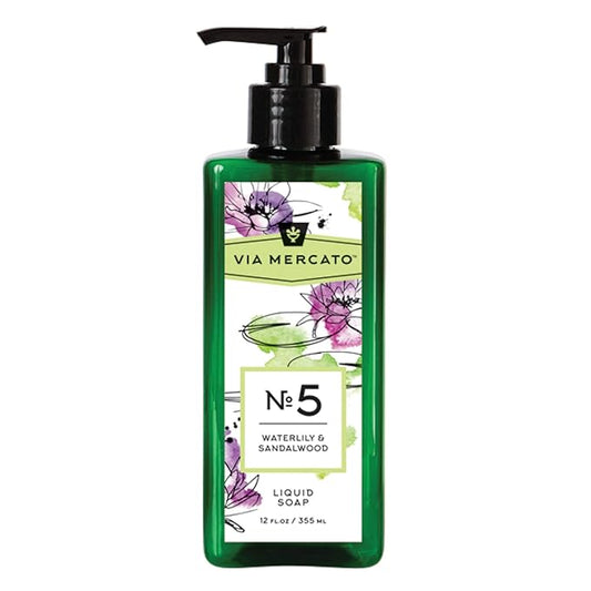 Liquid Soap, Shea Butter Enriched (12 oz), No. 5 - Waterlily & Sandalwood