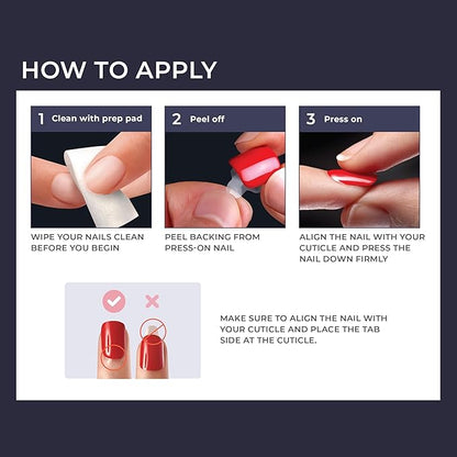 KISS imPRESS No Glue Mani Press On Nails, Design, 'Dorothy', Pink, Short Size, Squoval Shape, Includes 30 Nails, Prep Pad, Instructions Sheet, 1 Manicure Stick, 1 Mini File