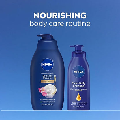 NIVEA Nourishing Botanical Blossom Body Wash with Nourishing Serum, Moisturizing Body Wash for Women, Enriched with Provitamin B5 and Vitamin E, 30 Fl Oz Bottle