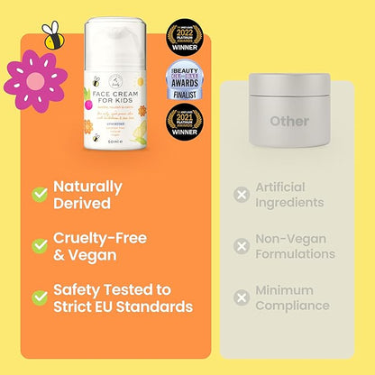 Award-Winning Kids Face Cream - Gentle & Calming Moisturizer with Natural Ingredients for Sensitive & All Skin Types - Fragrance-Free